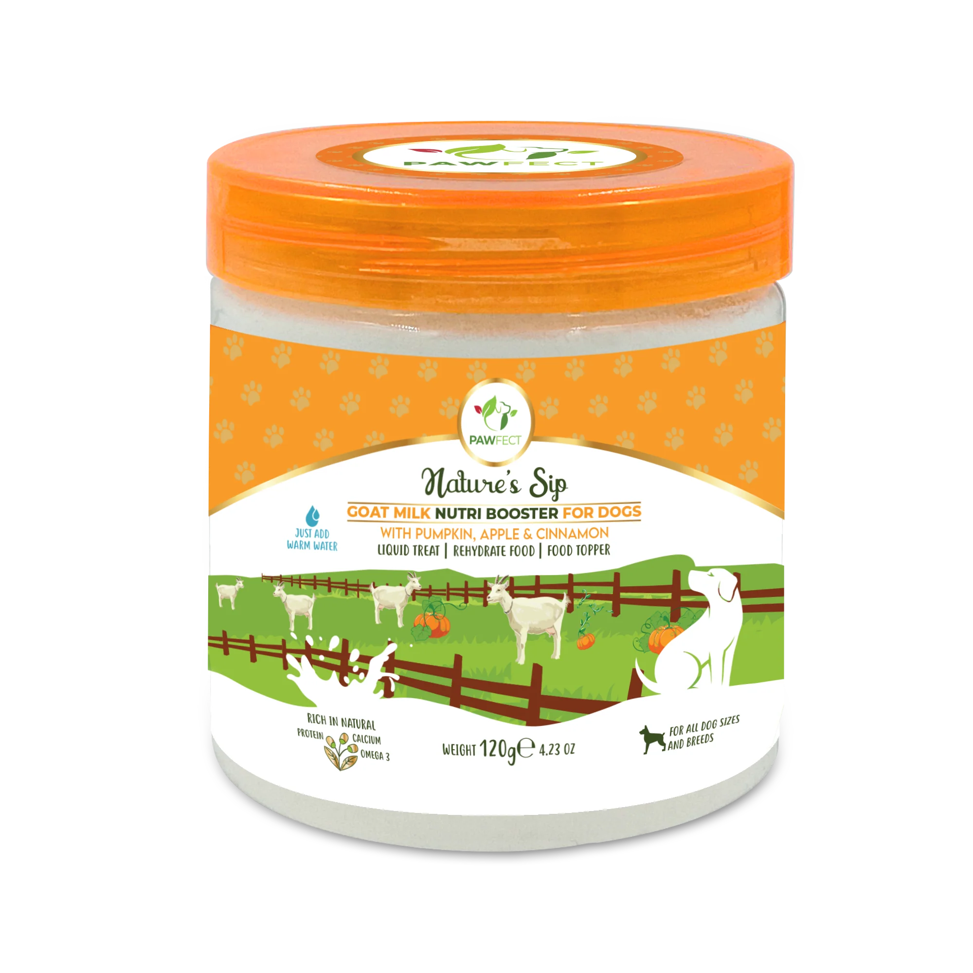 Pawfect Nature's Sip 100% Goats Milk With Pumpkin, Pumpkin Seeds, Apple & Cinnamon 120g