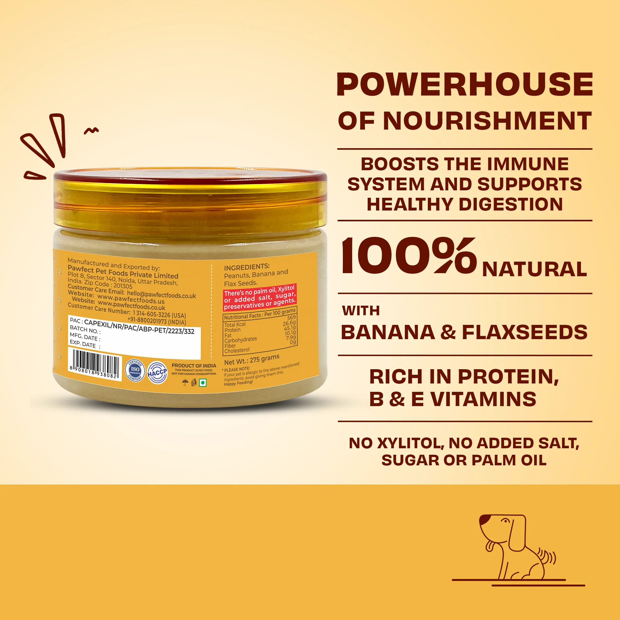 Pawfect Peanut Butter, Banana & Flaxseeds 275g - Image 4