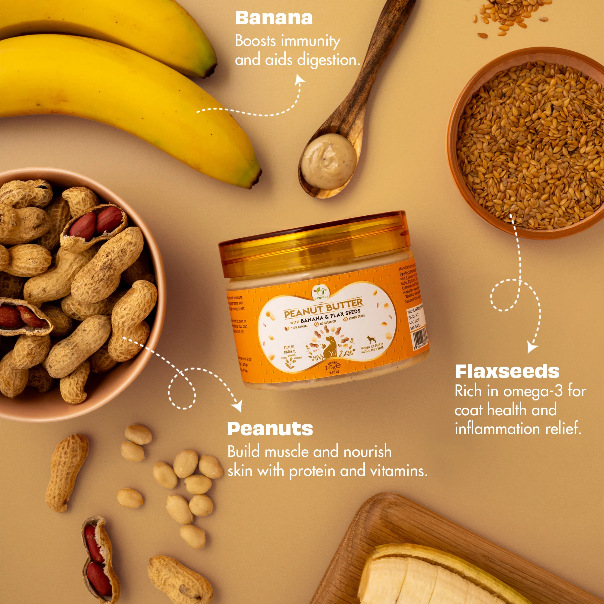 Pawfect Peanut Butter, Banana & Flaxseeds 275g - Image 5
