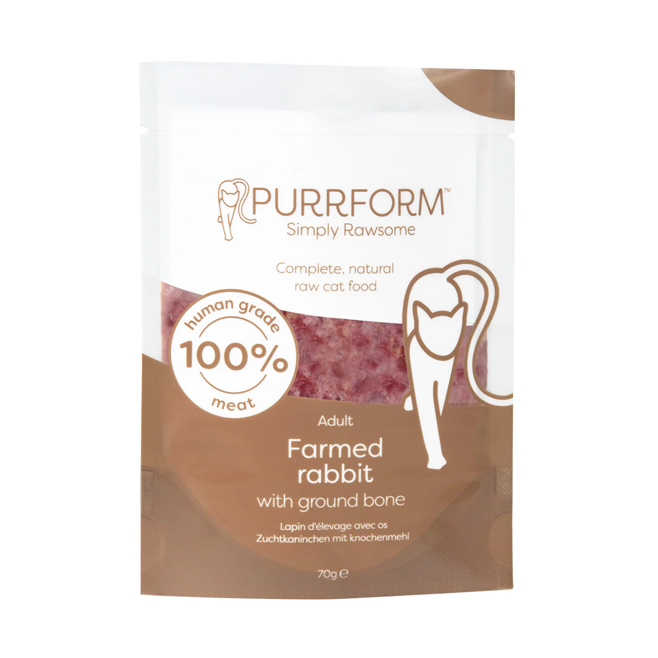 PurrForm Farmed Rabbit with Ground Bone Pouch 6x70g - Image 2