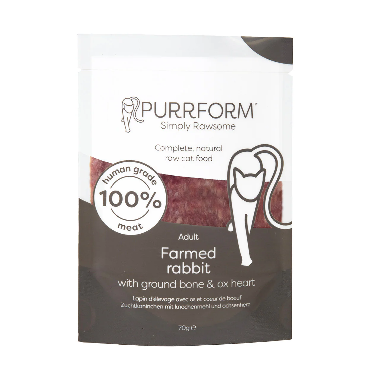 PurrForm Farmed Rabbit with Ground Bone & Ox Heart 6x70g - Image 2