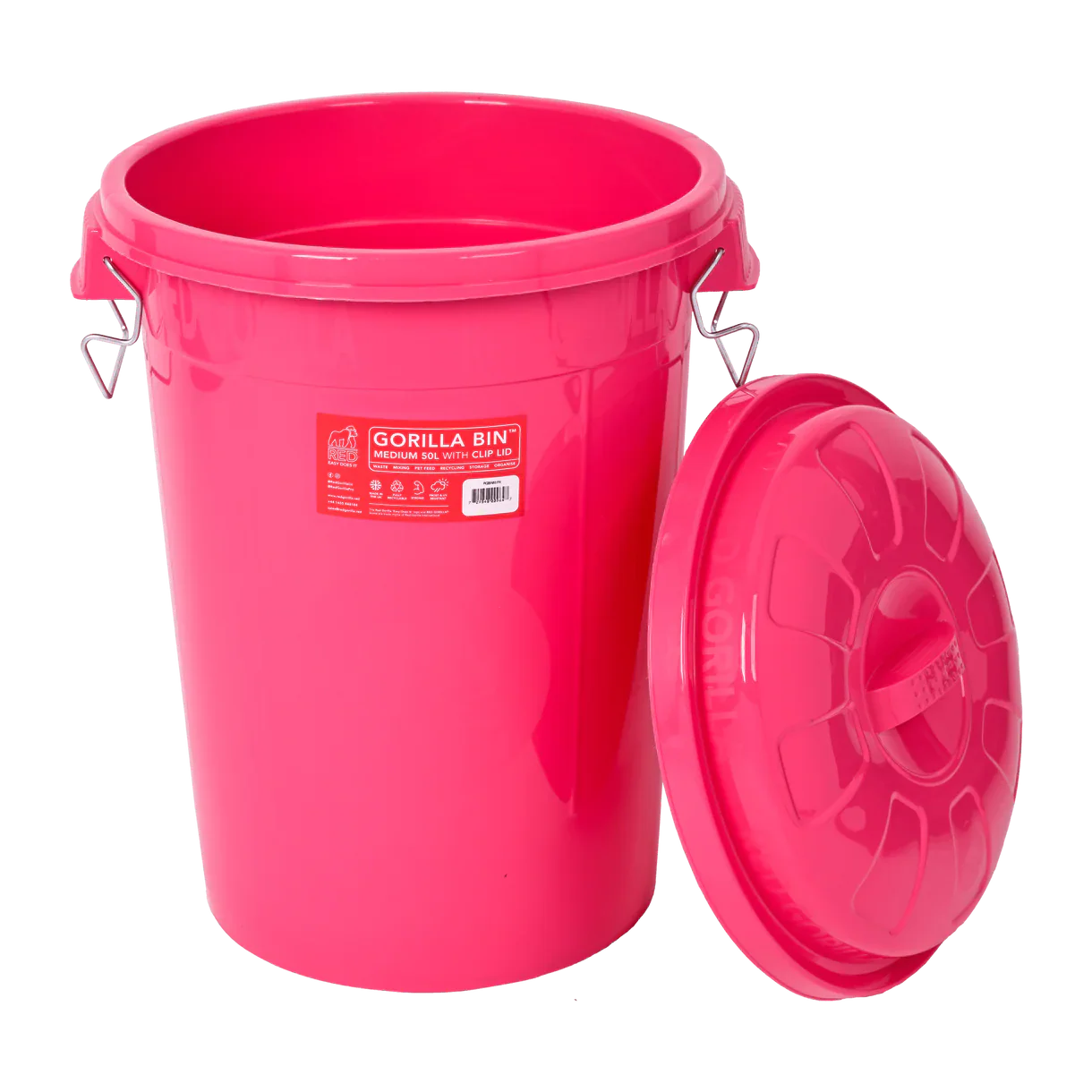 Red Gorilla Bin With Clip Lid 50L - Image 2
