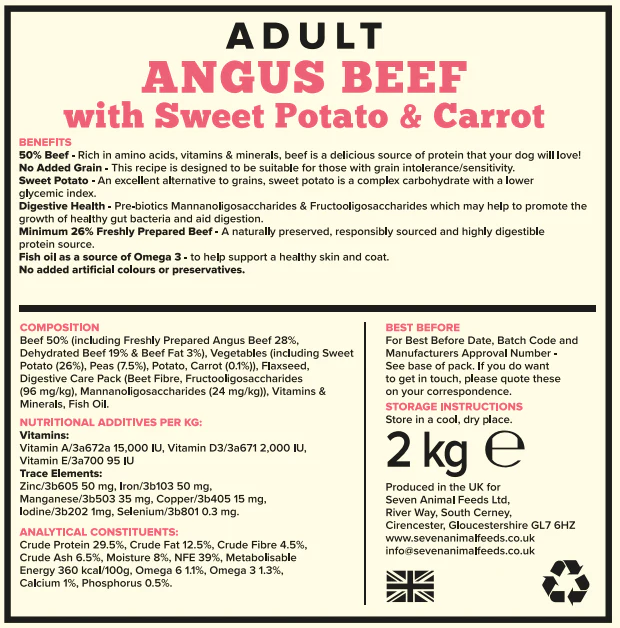 Seven Dog - Adult Angus Beef with Sweet Potato & Carrot Grain Free 12kg - Image 2