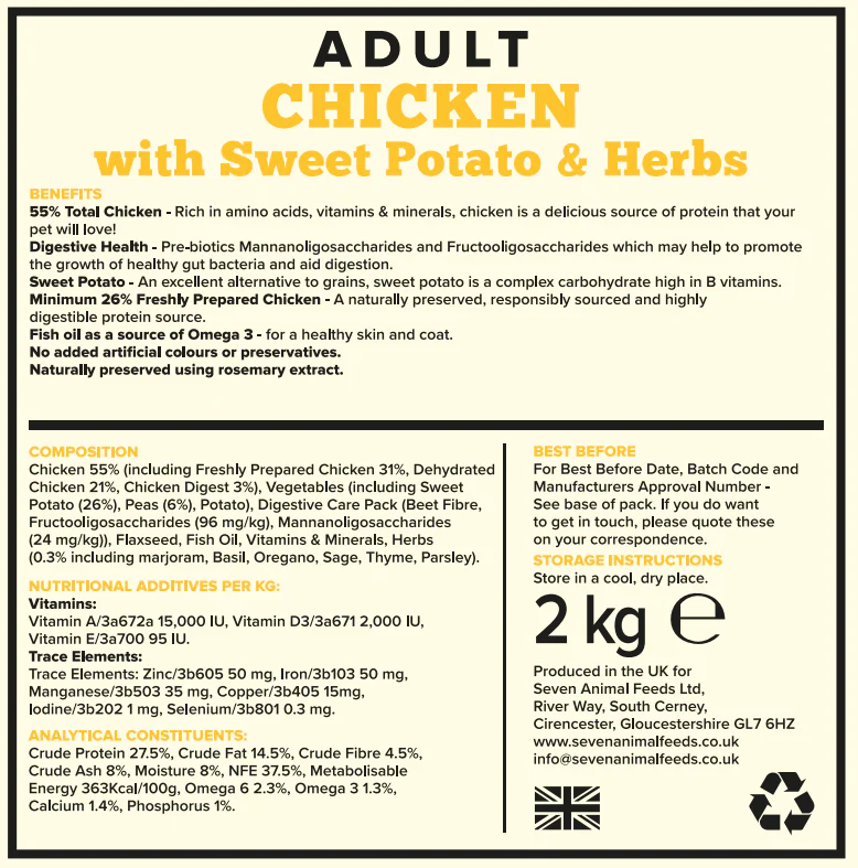 Seven Dog - Adult Chicken With Sweet Potato & Herbs Grain Free 2kg - Image 2