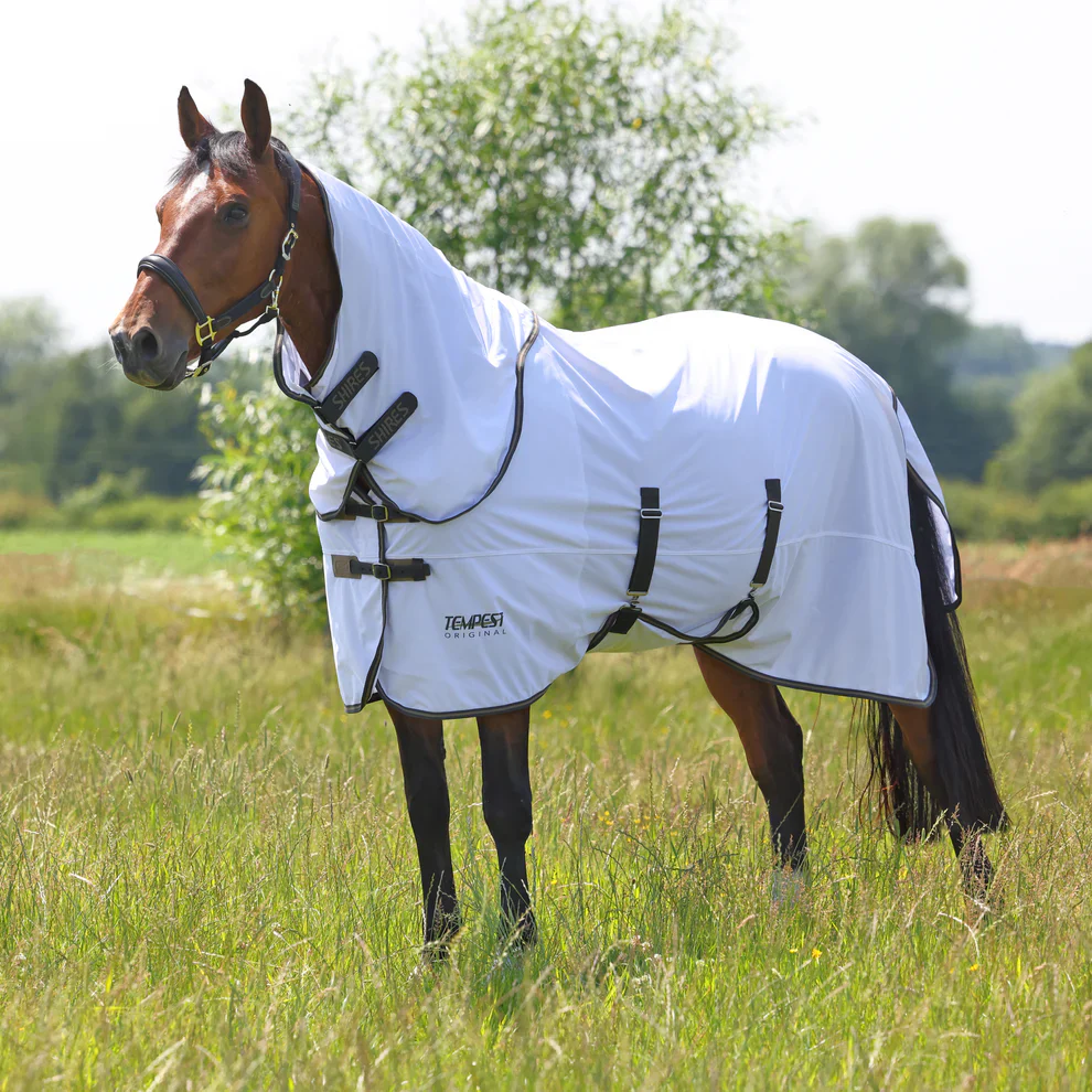 Shires Tempest Original Fly Rug & Neck Set White / Grey