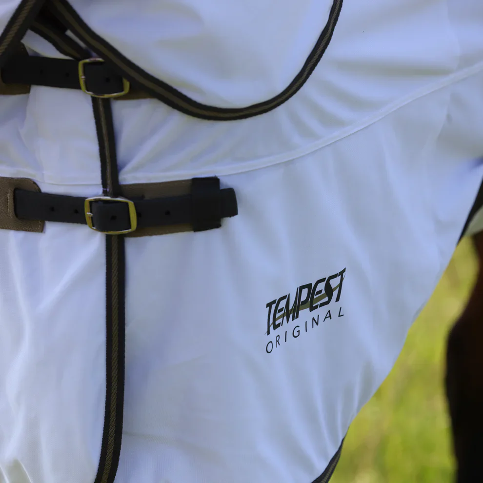 Shires Tempest Original Fly Rug & Neck Set White / Grey - Image 2