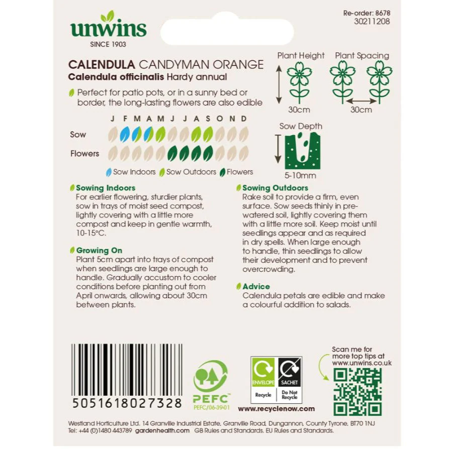 Unwins Calendula Candyman Orange - Image 2