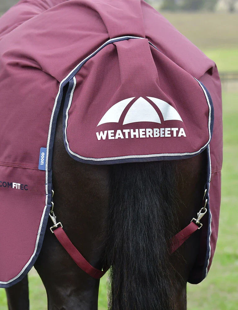 Weatherbeeta Comfitec Essential Turnout Detach-A-Neck 220g Burgundy / Navy - Image 3