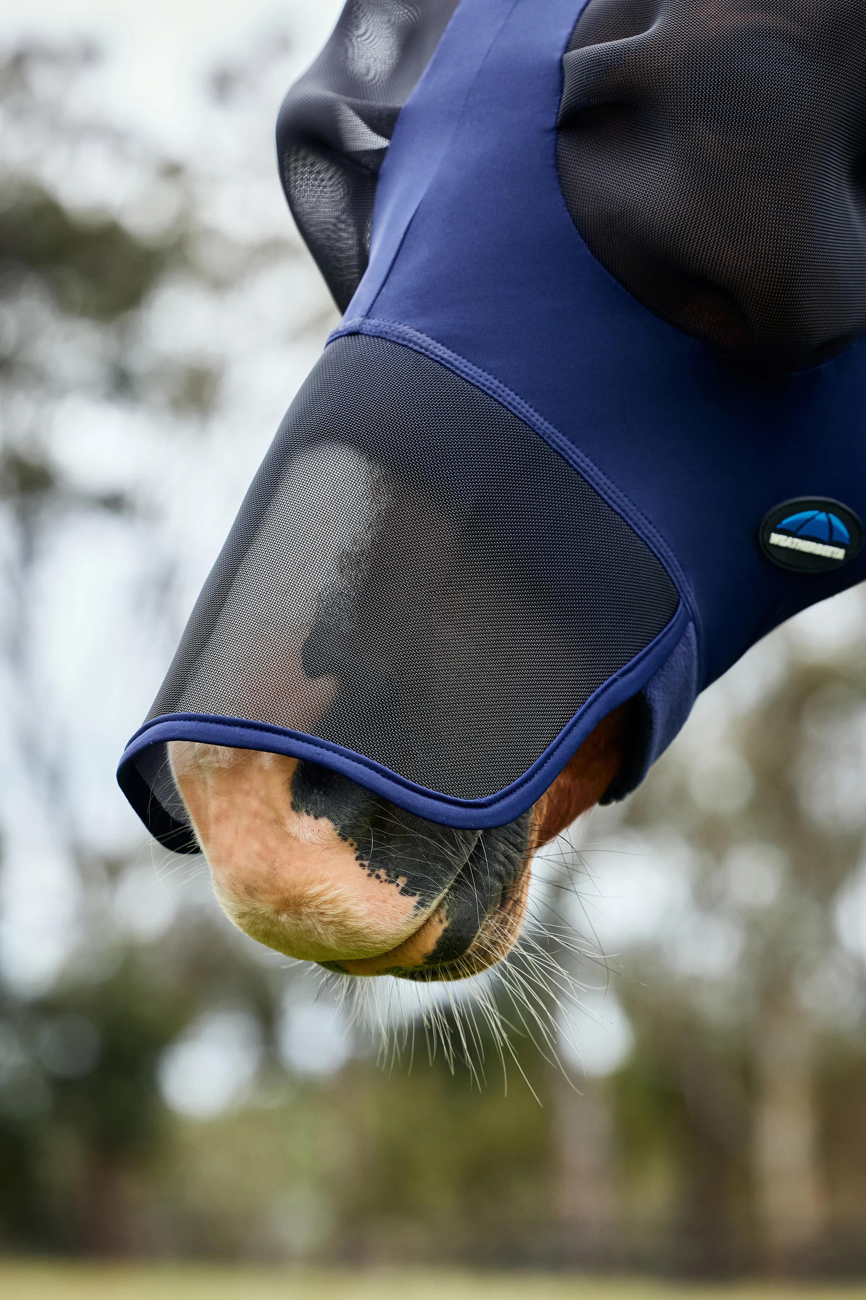 Weatherbeeta Comfitec Luxe Stretch Fly Mask With Ears & Nose Navy/Black - Image 3