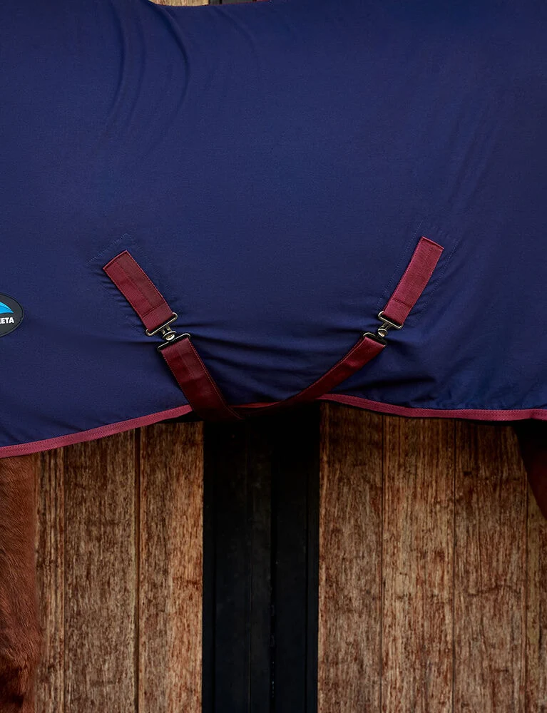 Weatherbeeta Cotton Show Sheet Standard Neck Navy / Burgundy - Image 5