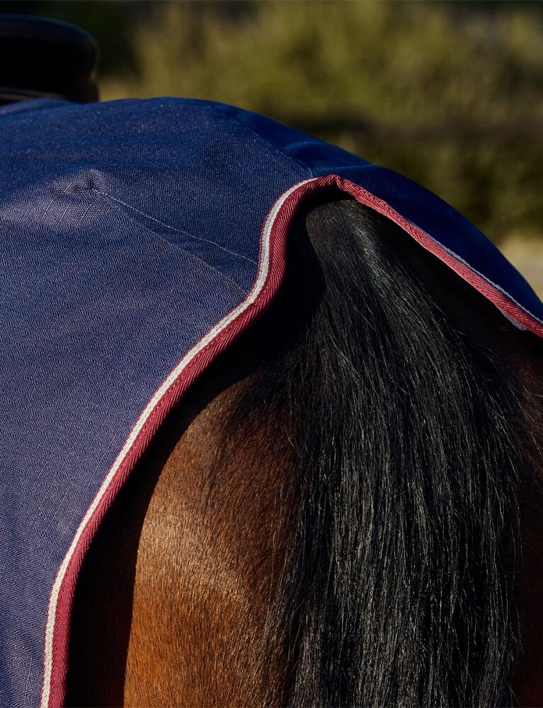Weatherbeeta Essential Fleece Lined Quarter Sheet Navy / Burgundy - Image 3