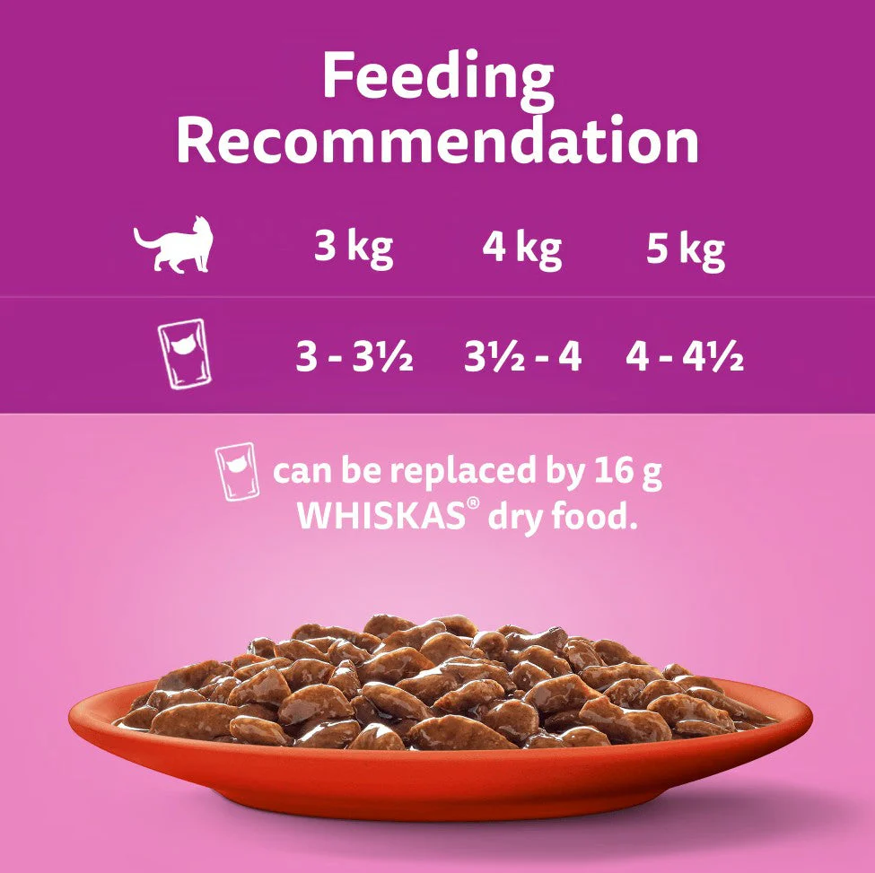 Whiskas 1+ Meaty Meals In Gravy Adult Wet Cat Food Pouches 80x85g - Image 2